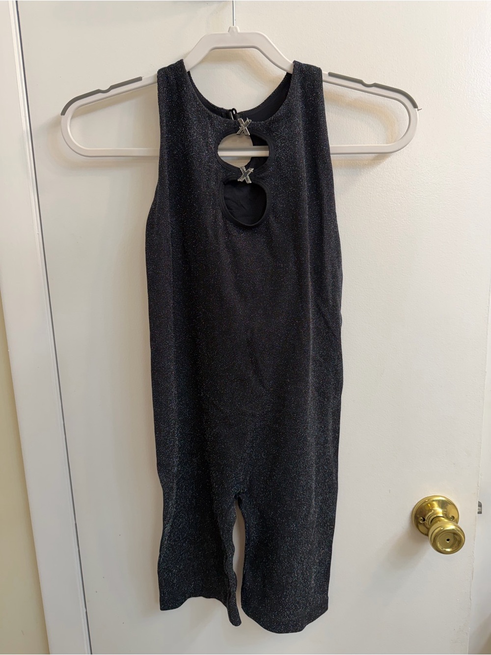 Savage X Fenty Black Shimmer romper with Back Cutouts